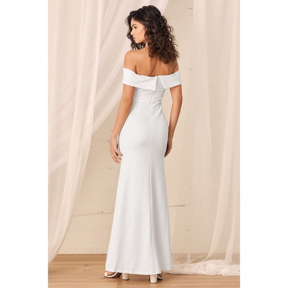 NWT Lulus “Song of Love” White Off-the-Shoulder Maxi Dress - Picture 4 of 5
